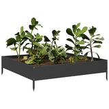 Garden Raised Bed Black 100x100x26 cm Steel - Side View