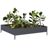 Garden Raised Bed Anthracite 100x100x26 cm Steel - Side View