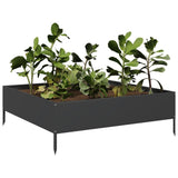 Garden Raised Bed Black 100x100x33.5 cm Steel - Side View
