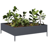 Garden Raised Bed Anthracite 100x100x33.5 cm Steel - Side View
