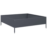 Garden Raised Bed Anthracite 100x100x33.5 cm Steel - Rear View