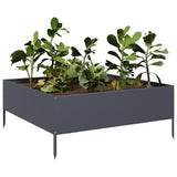 Garden Raised Bed Anthracite 100x100x41 cm Steel - Side View