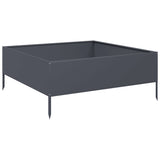 Garden Raised Bed Anthracite 100x100x41 cm Steel - Rear View