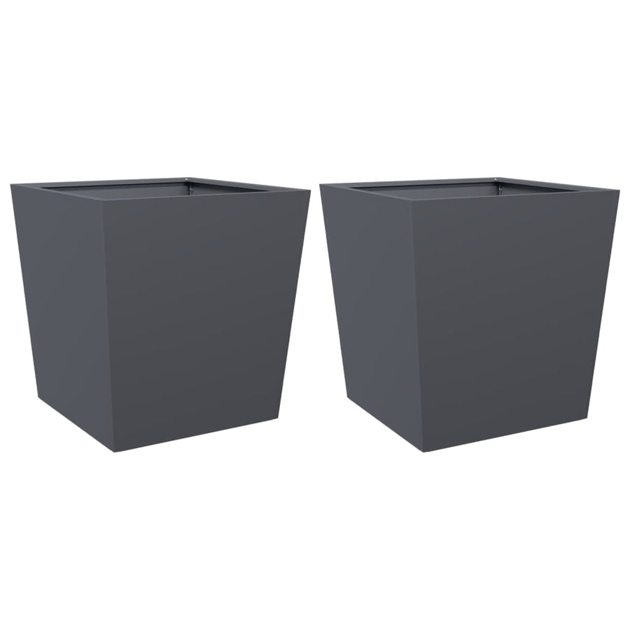 Garden Planters 2 pcs Anthracite 50x50x50 cm Steel