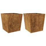 Garden Planters 2 pcs 50x50x50 cm Weathering Steel - Front View