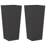 Garden Planters 2 pcs Black 35x35x75 cm Steel - Front View