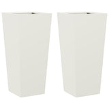 Garden Planters 2 pcs White 35x35x75 cm Steel - Front View