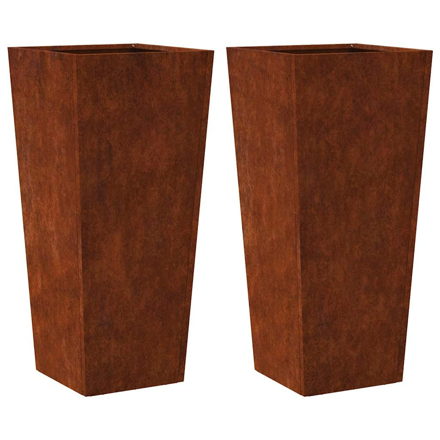 Garden Planters 2 pcs 35x35x75 cm Weathering Steel