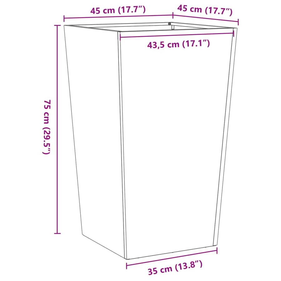 Garden Planter Anthracite 45x45x75 cm Steel