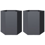 Garden Planters 2 pcs Anthracite Hexagon 46x40x45 cm Steel - Front View