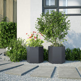 Garden Planters 2 pcs Anthracite Hexagon 46x40x45 cm Steel - Side View