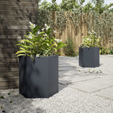 Garden Planters 2 pcs Anthracite Hexagon 46x40x45 cm Steel - Top-Down View