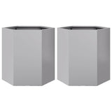 Garden Planters 2 pcs Hexagon 46x40x45 cm Galvanized Steel - Front View