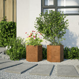Garden Planters 2 pcs Hexagon 46x40x45 cm Weathering Steel - Side View