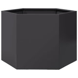 Garden Planter Black Hexagon 69x60x45 cm Steel - Front View