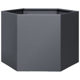 Garden Planter Anthracite Hexagon 69x60x45 cm Steel - Rear View