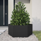 Garden Planter Black Hexagon 104x90x45 cm Steel - Front View