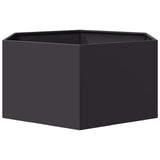 Garden Planter Black Hexagon 104x90x45 cm Steel - Top-Down View