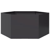 Garden Planter Black Hexagon 104x90x45 cm Steel - Rear View