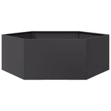 Garden Planter Black Hexagon 138x120x45 cm Steel - Front View
