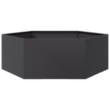 Garden Planter Black Hexagon 138x120x45 cm Steel - Rear View