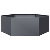 Garden Planter Anthracite Hexagon 138x120x45 cm Steel - Front View