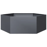 Garden Planter Anthracite Hexagon 138x120x45 cm Steel - Rear View