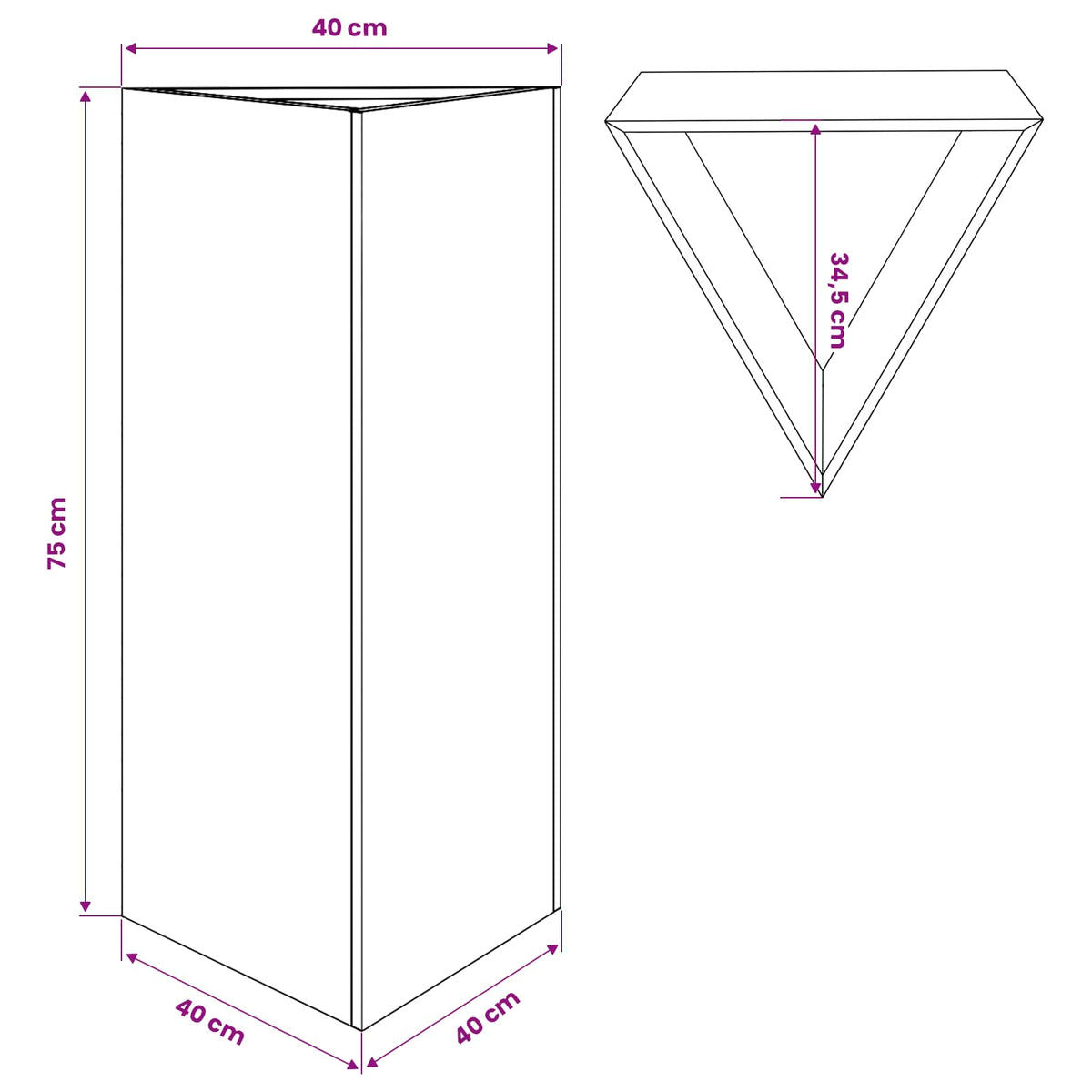 Garden Planter Black Triangular 40x34.5x70 cm Steel