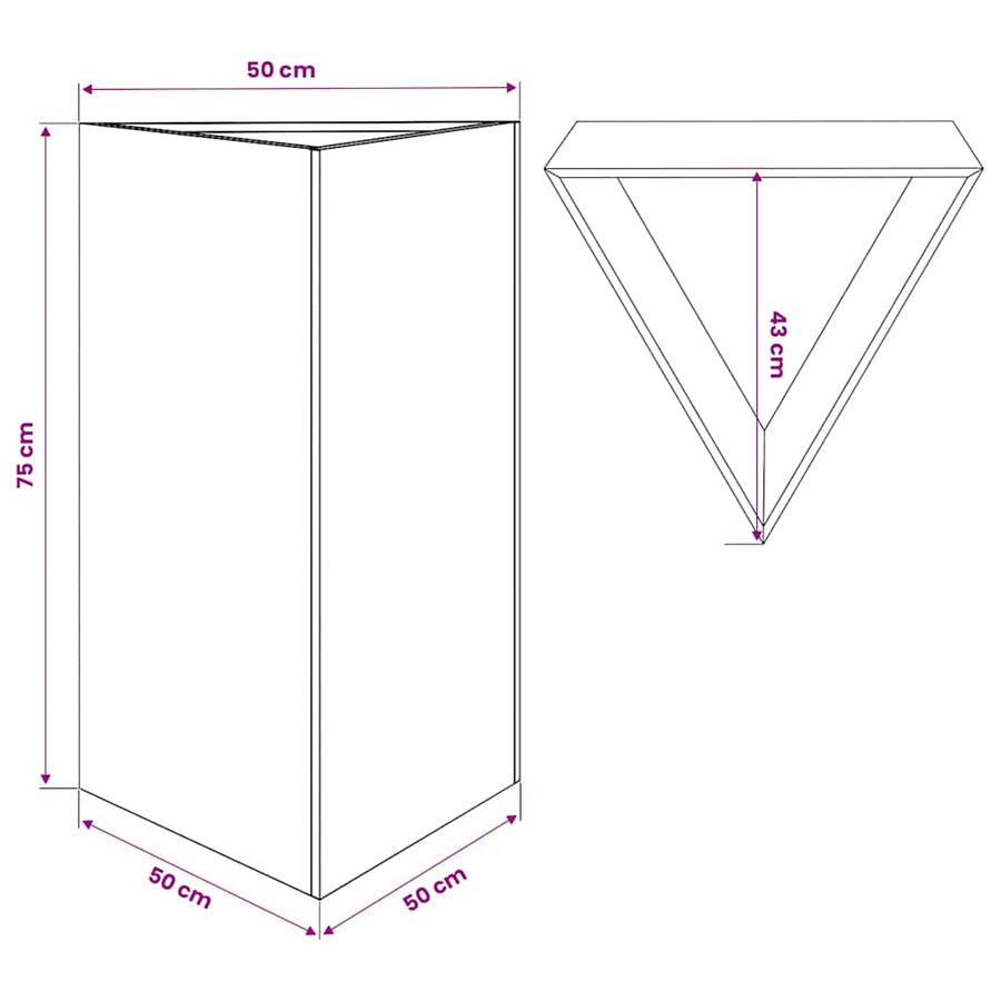 Garden Planter Black Triangular 50x43x75 cm Steel