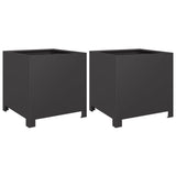Garden Planters 2 pcs Black 40x40x40 cm Steel - Front View