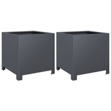 Garden Planters 2 pcs Anthracite 40x40x40 cm Steel - Front View