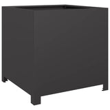 Garden Planter Black 50x50x50 cm Steel - Front View