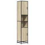 Bathroom Cabinet Sonoma Oak 35x37.5x188.5 cm Engineered Wood and Metal - Front View