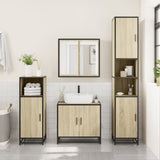 Bathroom Cabinet Sonoma Oak 35x37.5x188.5 cm Engineered Wood and Metal - Side View