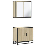2 Piece Bathroom Furniture Set Sonoma Oak Engineered Wood - Front View