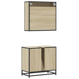 2 Piece Bathroom Furniture Set Sonoma Oak Engineered Wood - Close-Up Angle
