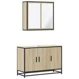 2 Piece Bathroom Furniture Set Sonoma Oak Engineered Wood - Front View