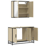 2 Piece Bathroom Furniture Set Sonoma Oak Engineered Wood - Low Angle