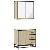 2 Piece Bathroom Furniture Set Sonoma Oak Engineered Wood - Front View