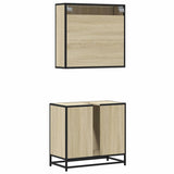 2 Piece Bathroom Furniture Set Sonoma Oak Engineered Wood - Close-Up Angle