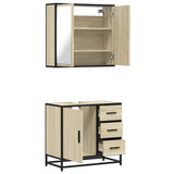 2 Piece Bathroom Furniture Set Sonoma Oak Engineered Wood - Low Angle