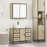2 Piece Bathroom Furniture Set Sonoma Oak Engineered Wood - Side View