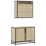 2 Piece Bathroom Furniture Set Sonoma Oak Engineered Wood - Close-Up Angle