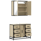 2 Piece Bathroom Furniture Set Sonoma Oak Engineered Wood - Low Angle