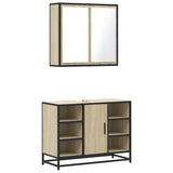 2 Piece Bathroom Furniture Set Sonoma Oak Engineered Wood - Front View
