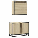 2 Piece Bathroom Furniture Set Sonoma Oak Engineered Wood - Close-Up Angle