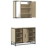 2 Piece Bathroom Furniture Set Sonoma Oak Engineered Wood - Low Angle