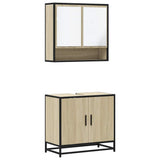2 Piece Bathroom Furniture Set Sonoma Oak Engineered Wood - Front View