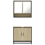 2 Piece Bathroom Furniture Set Sonoma Oak Engineered Wood - 45-Degree Angle
