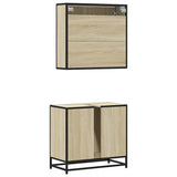 2 Piece Bathroom Furniture Set Sonoma Oak Engineered Wood - Close-Up Angle